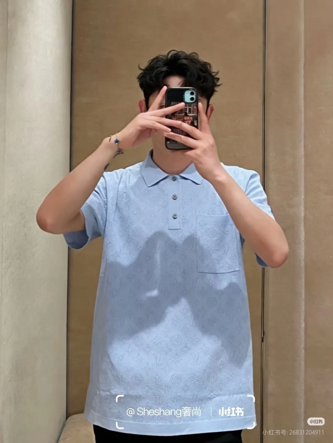Louis Vuitton/Louis Vuitton 26ss hollow presbyopic knitted Polo short sleeves